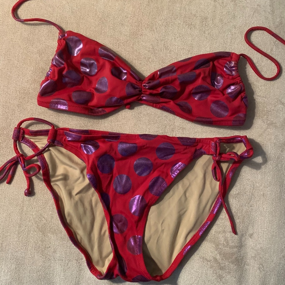 Victoria's Secret Red with Purple Dots Bikini